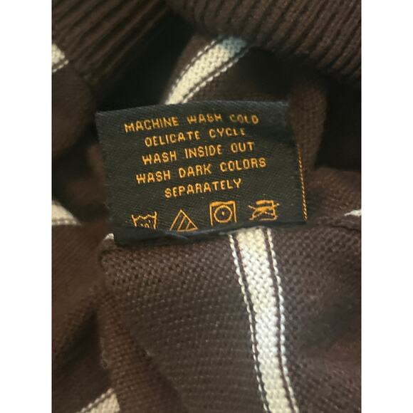 GUC Members Property Brown Stripe Men's Cardigan Sweater Button Front Size Lg - Picture 5 of 6